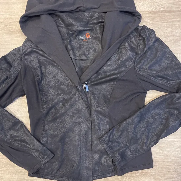 Guess Women’s moto Jacket black hooded Faux Leather S - Image 5