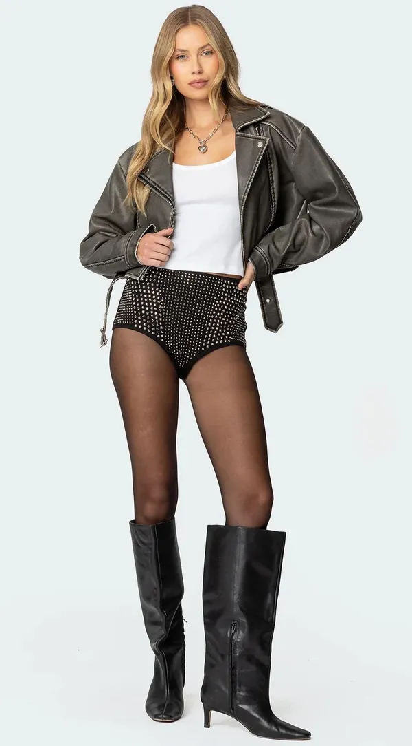 Edikted Rhinestone Microshorts - Image 5