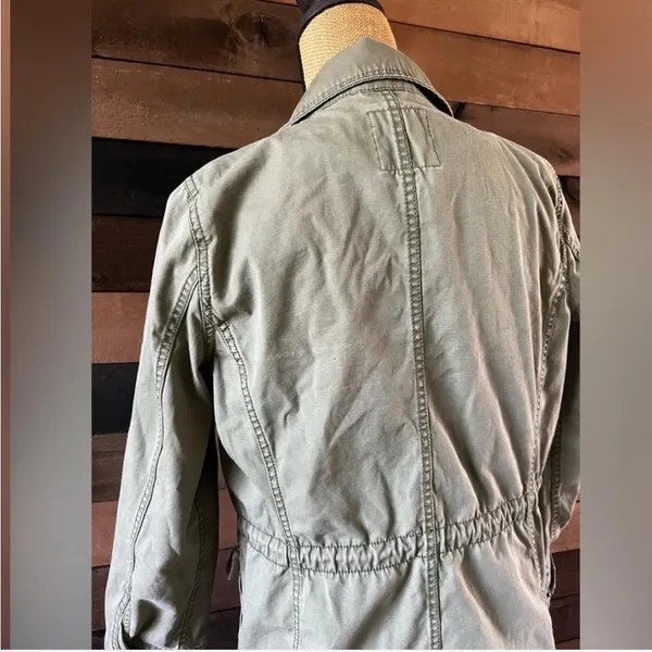 Olive Green Madewell Utility Jacket Zip-Up Multi Pockets - Image 2
