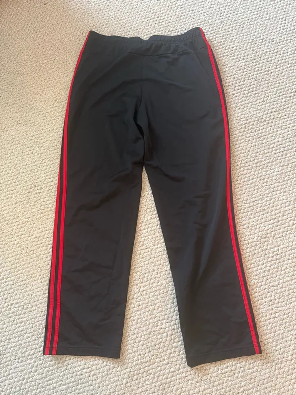 Adidas Men’s Black Track Pants with Red Stripe - Image 2
