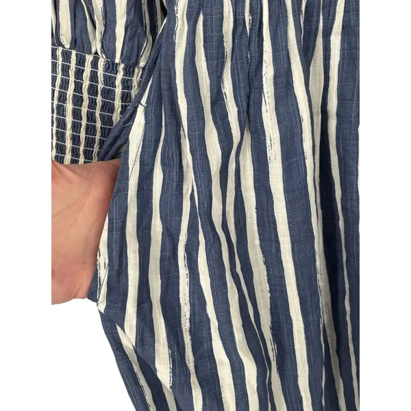 NWT Anthropologie Long Sleeve Sweetheart Midi Dress Blue Striped Size Small Boho - Image 15