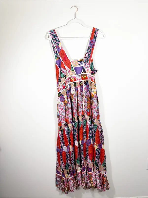 NWT Anthropologie Square Neck Maxi Dress Bhanuni by Jyoti Patchwork Floral - Image 9