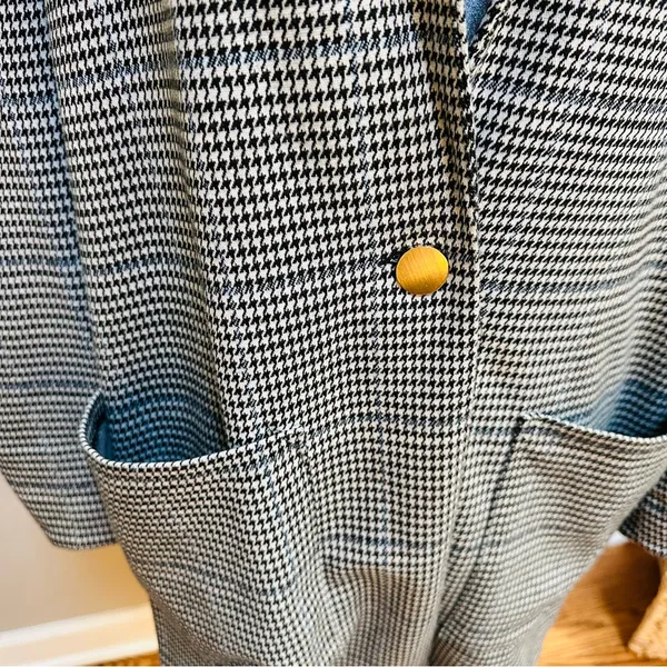 Sanctuary Anthropologie Blazer Womens XL Long Jacket Pockets Houndstooth Button - Image 3