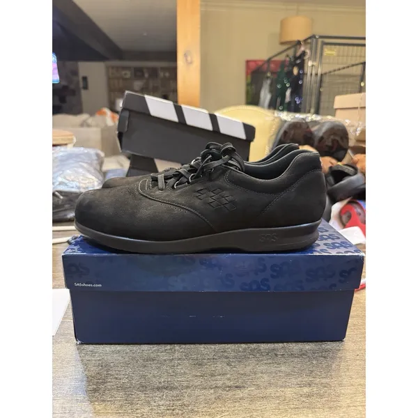 SAS Free Time Walking Shoe Black Suede Size 10 N Lace Up Tennis Sneaker - Image 2