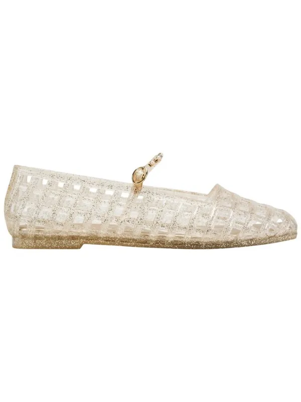 NWT Karl Lagerfeld Paris Juliska Mary Jane Jelly Flats KL265546 White Gold 8M - Image 2