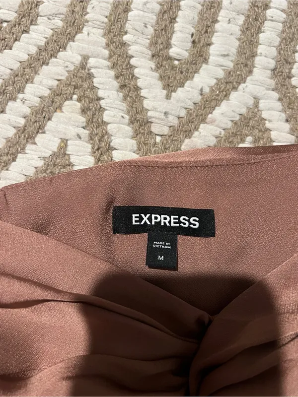 Express Women's Satin Twist-Front Crop Top - Brown - Image 6
