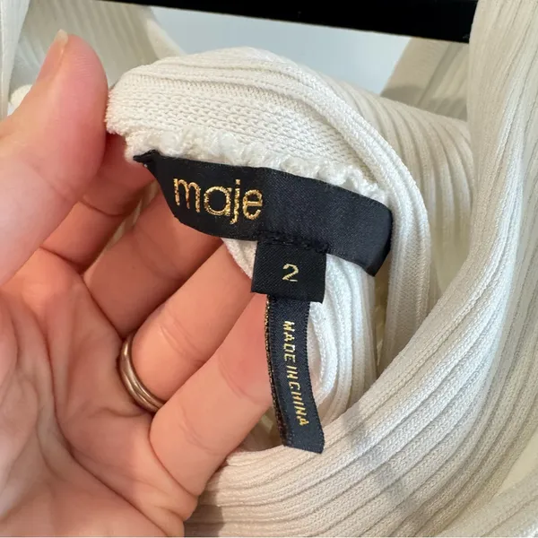 Maje Manhattan Blanc‎ Ribbed Two Way Top Size 2 - Image 6