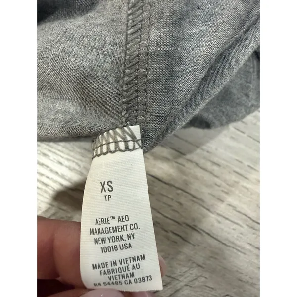 Aerie Gray Knit Romper Twist Back Drawstring Waist Lounge Size XS - Image 8