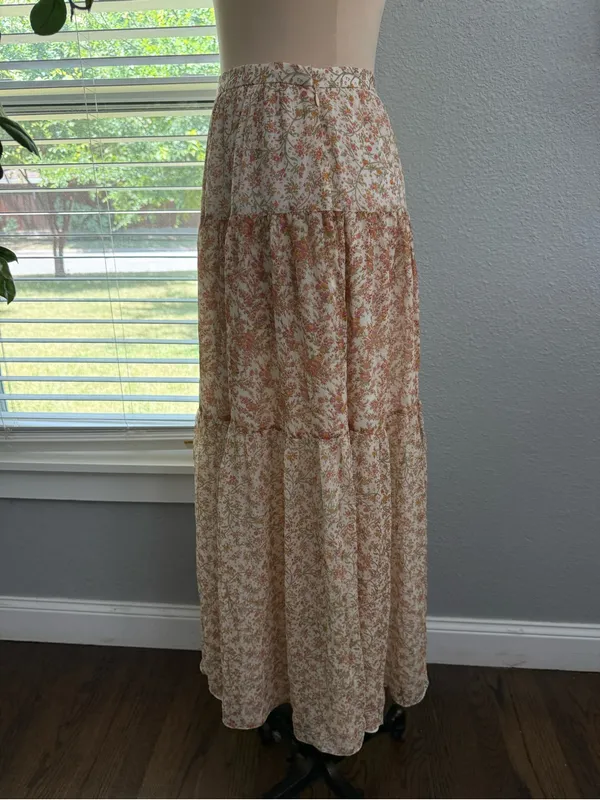 Dana Bachman Floral Tiered Maxi Skirt Size 2 - Image 2