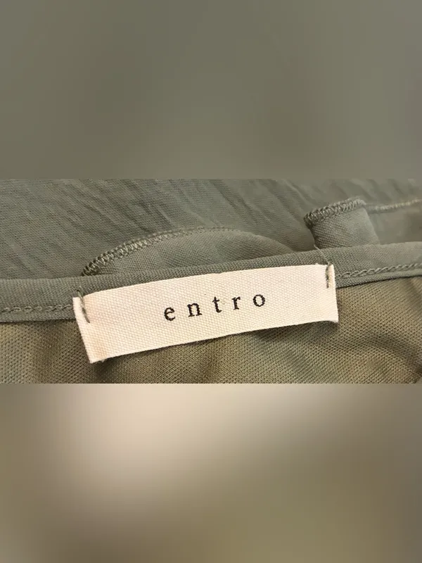 Entro Women’s Olive Green Ruffle Shoulder Dress Size Small - Image 6