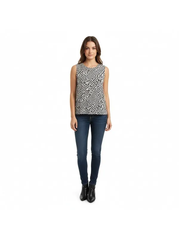 SO “The Favorite Tank” Top Size L Black White Checkered Sleeveless - Image 8