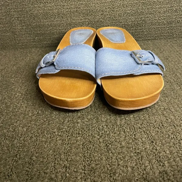 Zara Women's Denim Blue Slide Sandals - Image 2