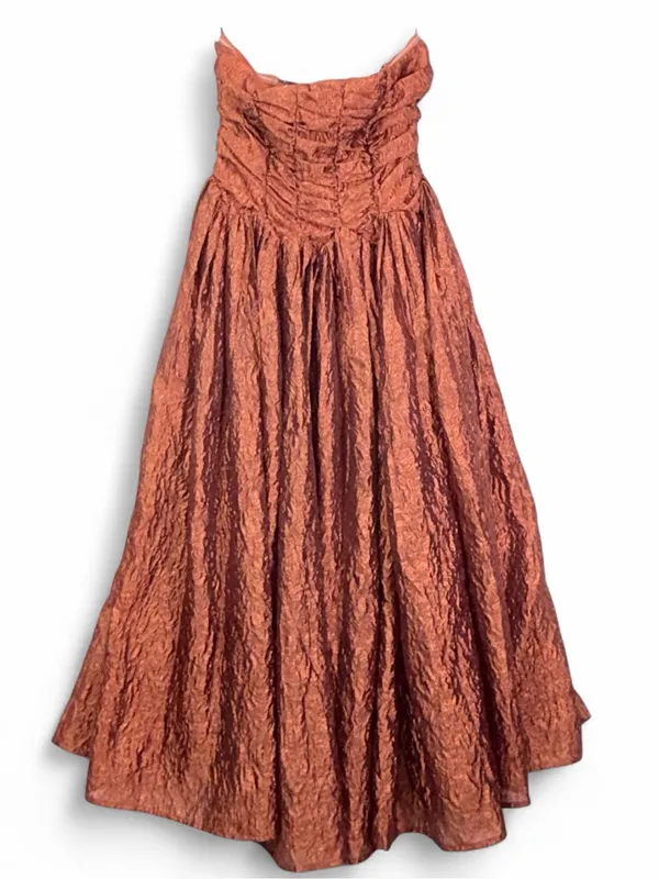 Lulus Women’s Sleeveless Analeia Rust Jacquard Lace-Up Midi Dress Size Medium - Image 4