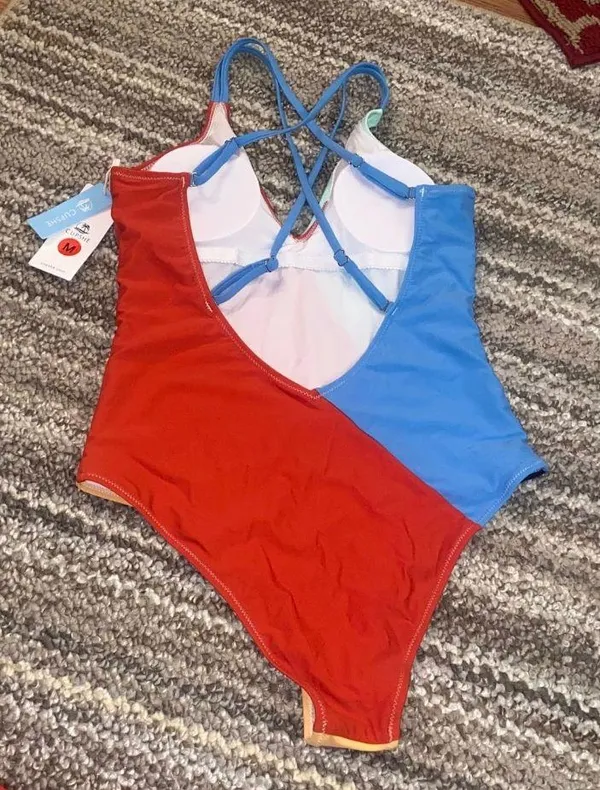 Colorblocked Strappy V Neck Bikini - Image 4