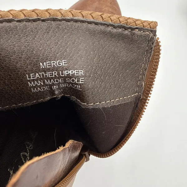 Matisse Merge Mid Top Bootie‎ Brown Distressed Burnished Leather Size 8 - Image 5