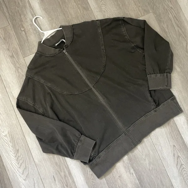Urban Outfitters Jacket cotton oversized faye zip up womens Gray large boyfriend - Image 3