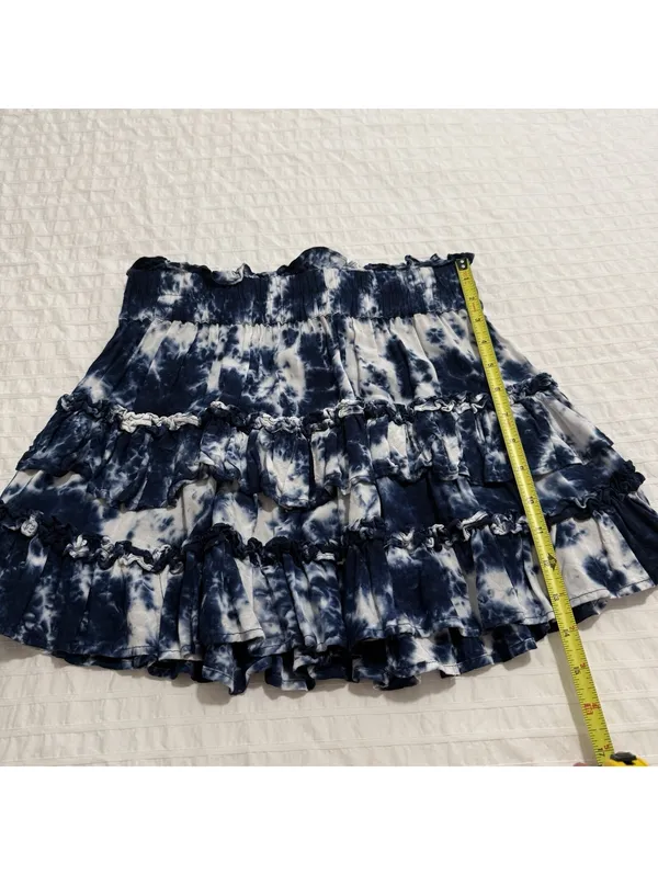 Cake For Dinner Blue & White Tie Dye Ruffle Tiered Mini Skirt Sz M Medium - Image 3