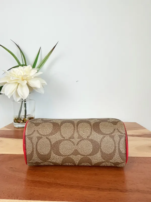 Coach NWT Dome Cosmetic Bag In Signature Canvas With Wild Strawberry - Image 4