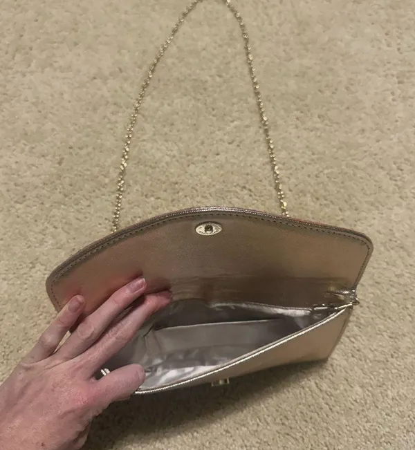 Coach Sequin Rose Gold Silver Clutch Purse - Image 4