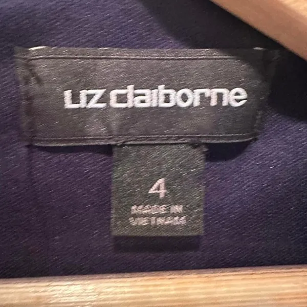 Liz Claiborne Navy Blue‎ Polka Dot Sleeveless Belted Short Dress Sz 4 - Image 3