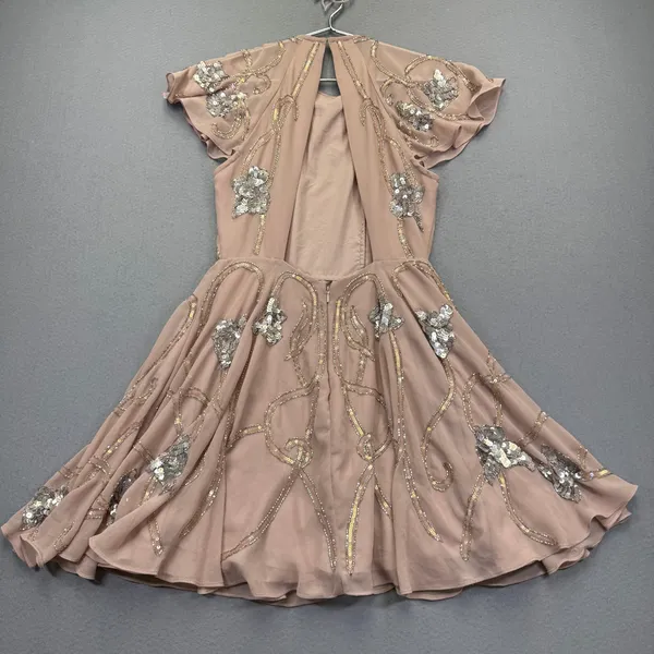 ASOS Womens Embellished Open Back Mini Dress‎ Dusty Rose Beaded Sequin Size 6 - Image 12