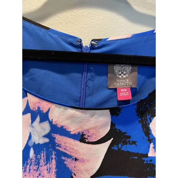 Vince Camuto Blue Floral Shift Dress Sz 16W $148 Value‎ - Image 4