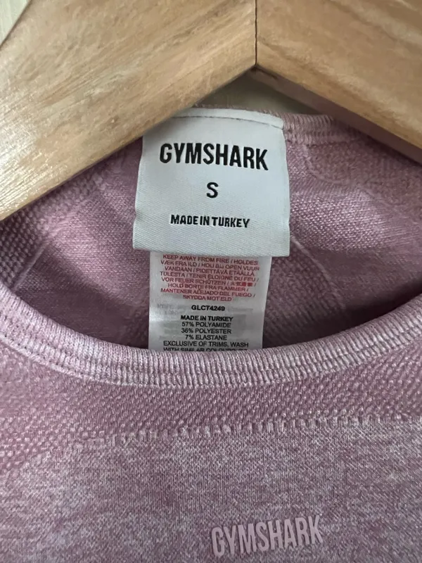 Gymshark Flex Sports Long Sleeve Crop Top Calm Pink Size Small - Image 2