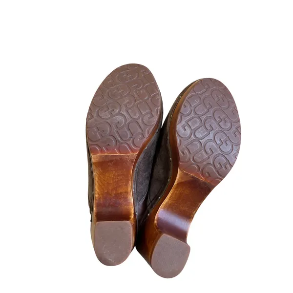 UGG Tan Suede Wooden Heel Clogs Boho‎ Cozy Fall Comfort Shoes Size 7 - Image 10