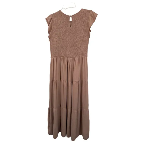 Zesica Smocked Midi Dress Womens M Used Brown Cottagecore - Image 2