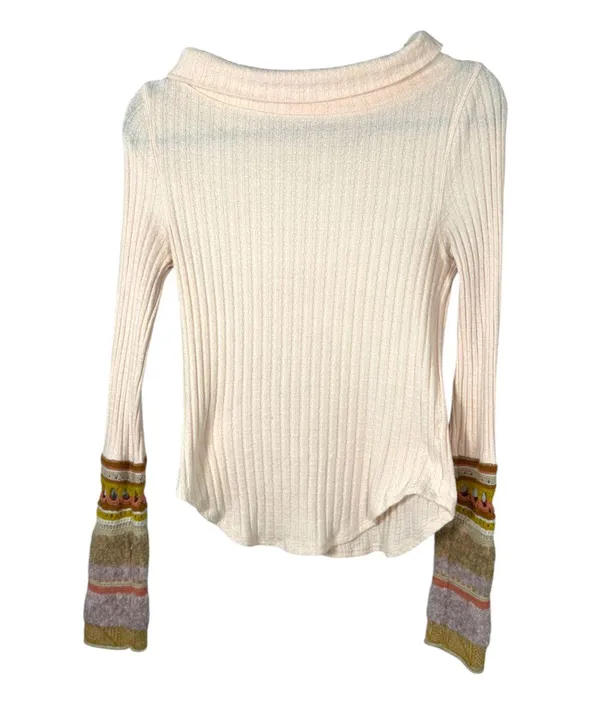 Free People Mixed Up Sweater Cuff Ribbed Thermal Size Small - Image 5