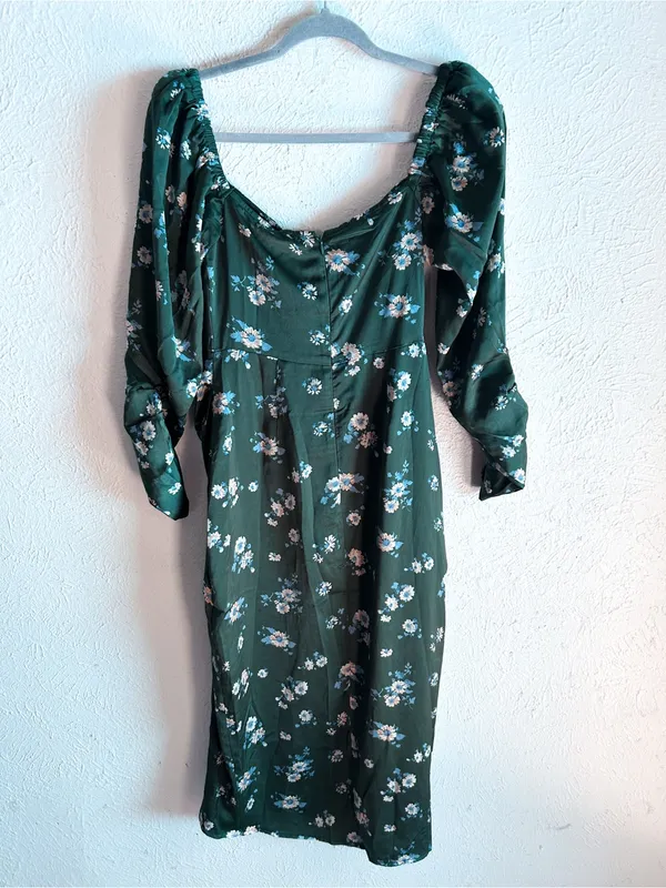 Astr Floral Print Long Sleeve Dress Forest Green NWT Sz Small - Image 5