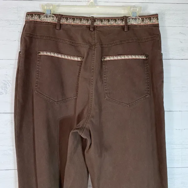 Vintage Susan Bristol Women’s Brown Corduroy Vest&pants set Floral Embroidery M - Image 16