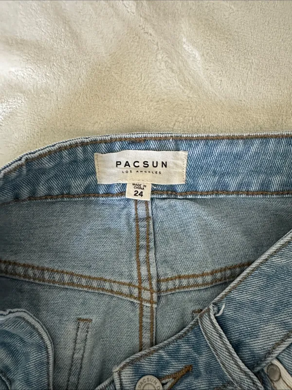 PacSun Colorblock Denim Mini Skirt - White & Blue Panels - Image 3