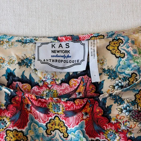 KAS New York Anthropologie Winterstar Mandala Print Blouse Women 6 Multi-Color - Image 8