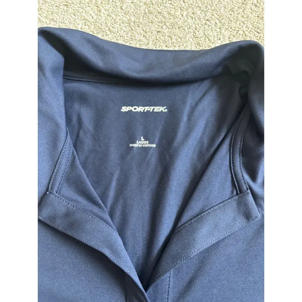 Sport-Tek Polo Shirt Large Navy Blue Performance Athletic V-Neck Short Sleeve - Image 3