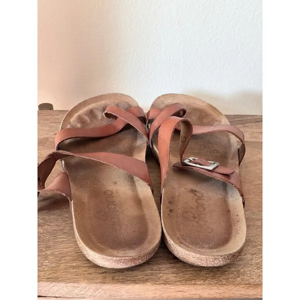 Yokono Tan Leather Toe‎ Loop Cork Slide Sandals Spain EU 40 US 9 - Image 7