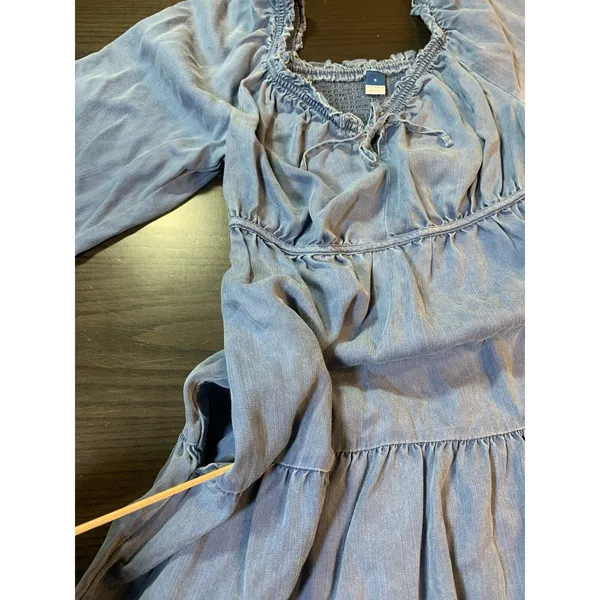 Old‎ Navy Smocked Peasant Dress Small Blue Tiered Swing Western Cottage Boho - Image 13