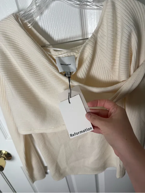 Reformation Lilou Regenerative Merino Sweater in Gossamer XL - Image 4