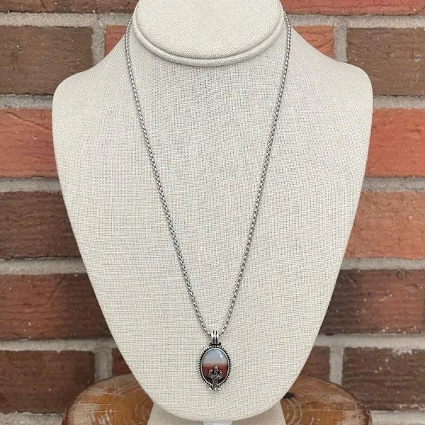 Saguaro Cactus Ombre Desert Necklace Silver - Image 2
