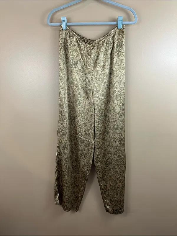 Vintage 2000 Y2K Victorias Secret Leopard Print Floral Lace Satin Pajama Set M - Image 10