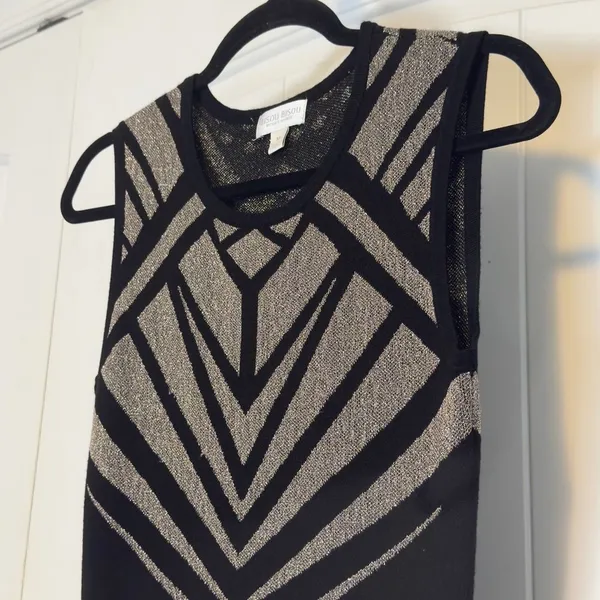 Bisou Bisou Dress M Michele Bohbot Metallic Art Deco Bodycon Mini Holiday Party - Image 7