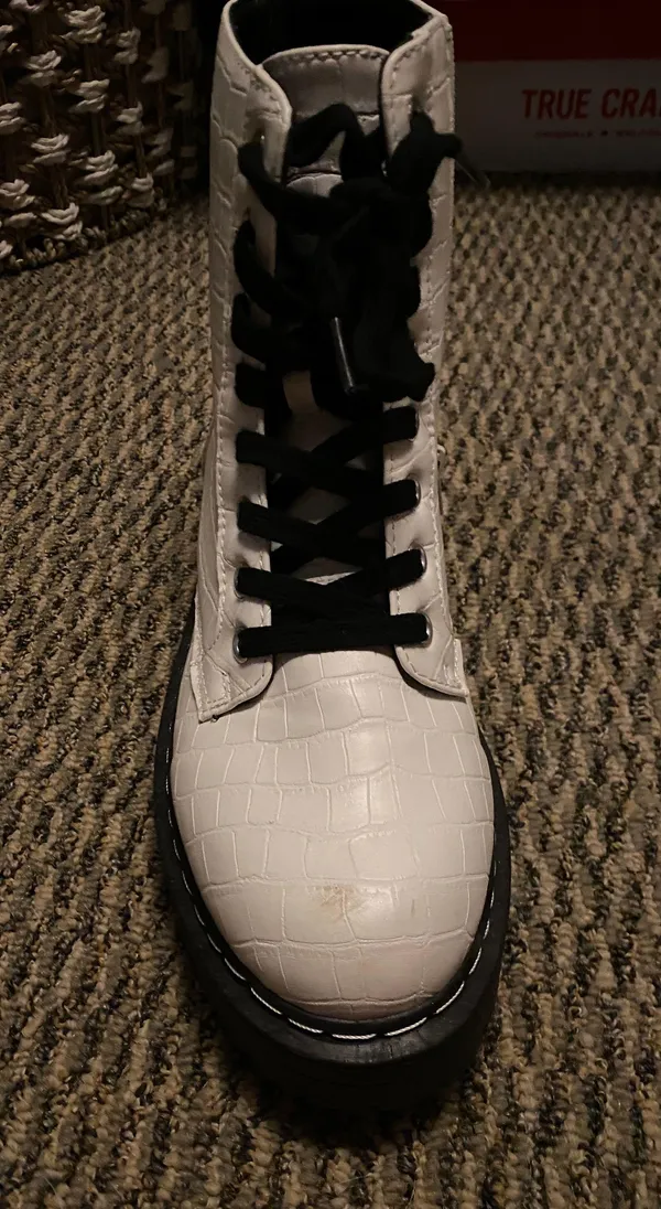White Leather Boots Size 8 - Image 3