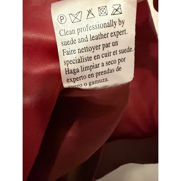 Sigrid Olsen Red Leather Jacket Womens Size 10 Full Zip Collared MIMU8967C - Image 9