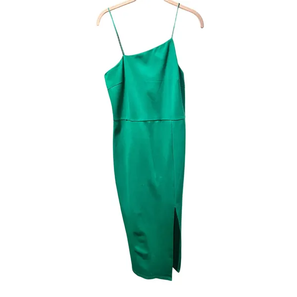 Billy J Boutique Green Spaghetti Strap Bodycon Slit Midi Dress Size US 10 - Image 2