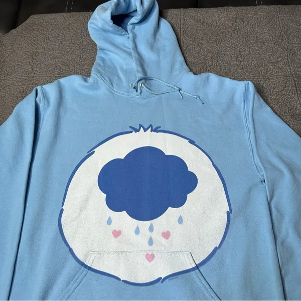 Care Bears Grumpy Bear Blue Graphic Hoodie size M - Image 2
