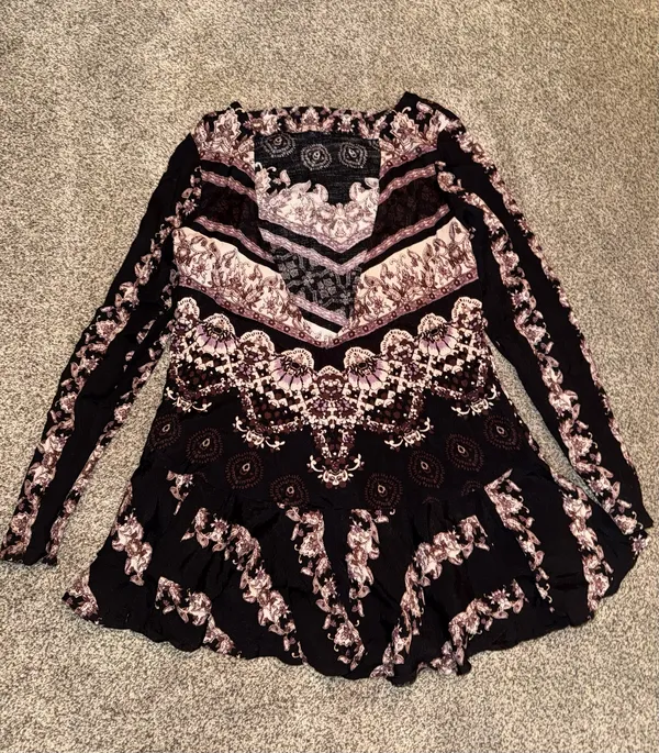 Free People Smooth Talker Long Sleeve Open Back Boho Tunic Dress - Image 4