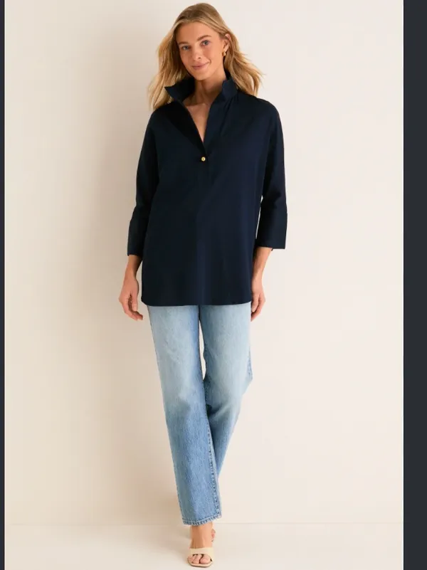Nwt Navy Willow Blouse Tuckernuck 170$ fall classy preppy casual - Image 2