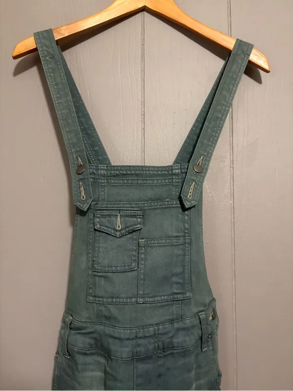 FREE PEOPLE Dark Teal Skinny Denim Overalls - Image 3