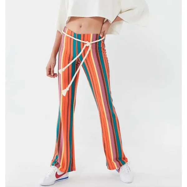 Urban Outfitters Bali Multi-color Striped Low-Rise boho Flare Stretch Pant Si… - Image 4