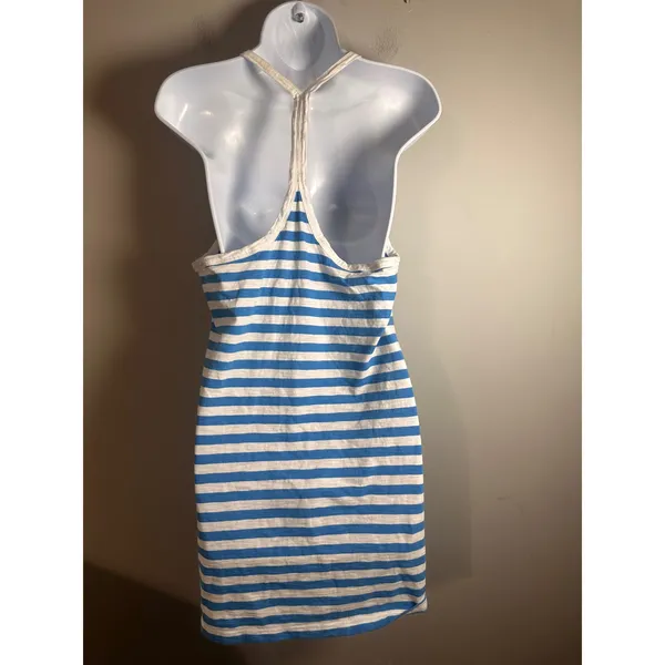J.Crew Womens Blue White Striped Racerback Cotton Mini Tank Dress Size‎ M - Image 6